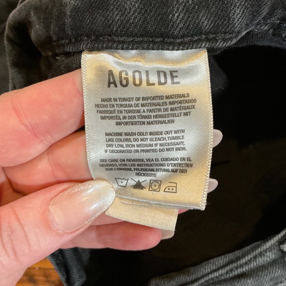 AGOLDE Riley High Rise Straight Crop Jeans in Panoramic Black Wash Women’s Sz 28 - Picture 11 of 13